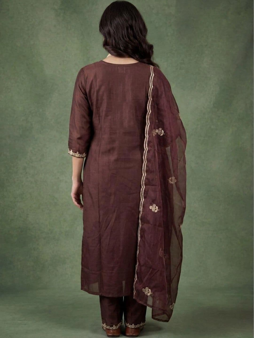 all about you Women Ethnic Motifs Embroidered Regular Thread Work Kurta with Trousers & With Dupatta thumbnail 4