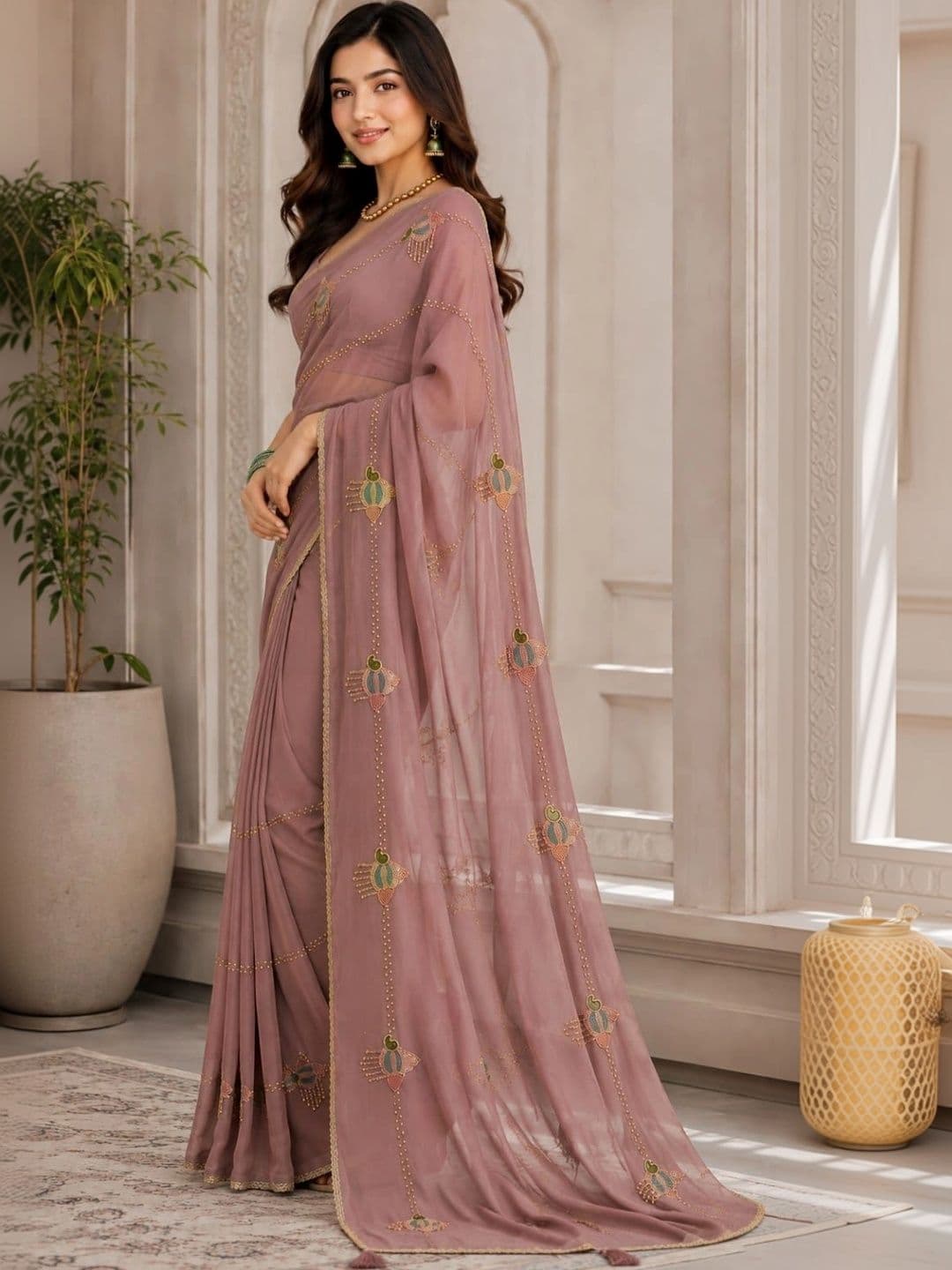 SHRIJAMYAHAM Embroidered Poly Georgette Saree thumbnail 4