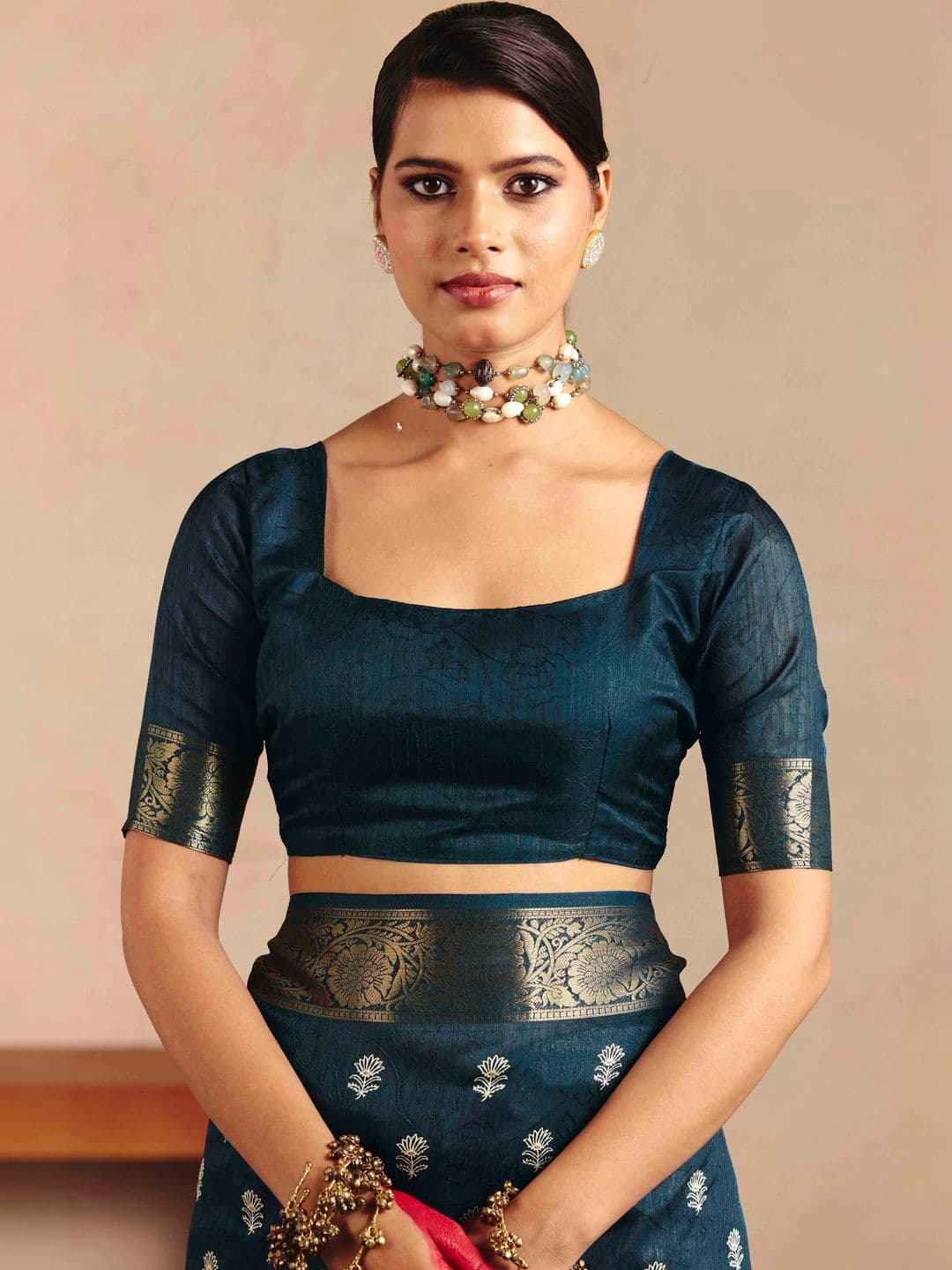 TIRA Ethnic Motifs Zari Silk Blend Fusion Saree thumbnail 5