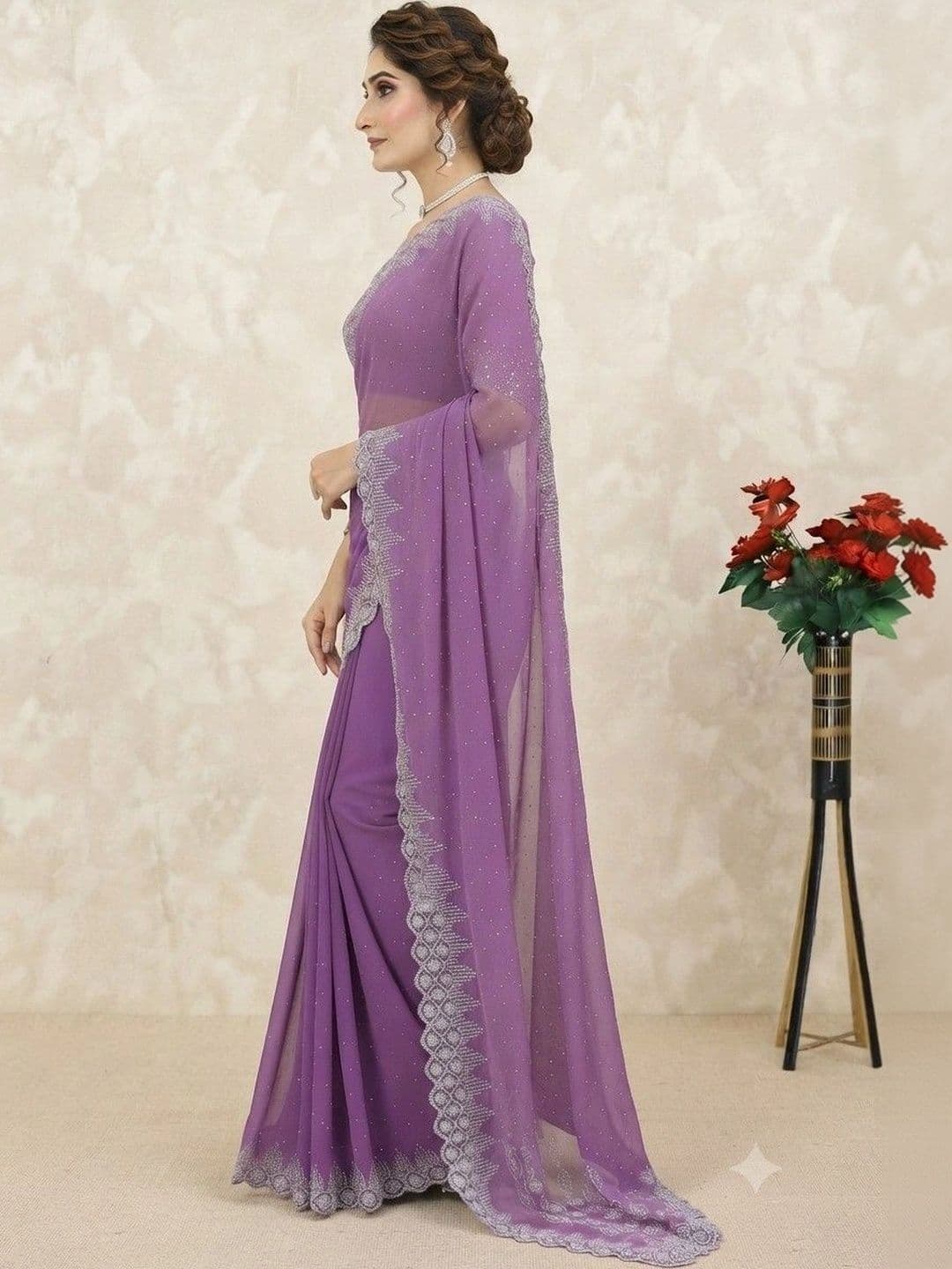 SmileyFashion Pure Georgette Saree thumbnail 4