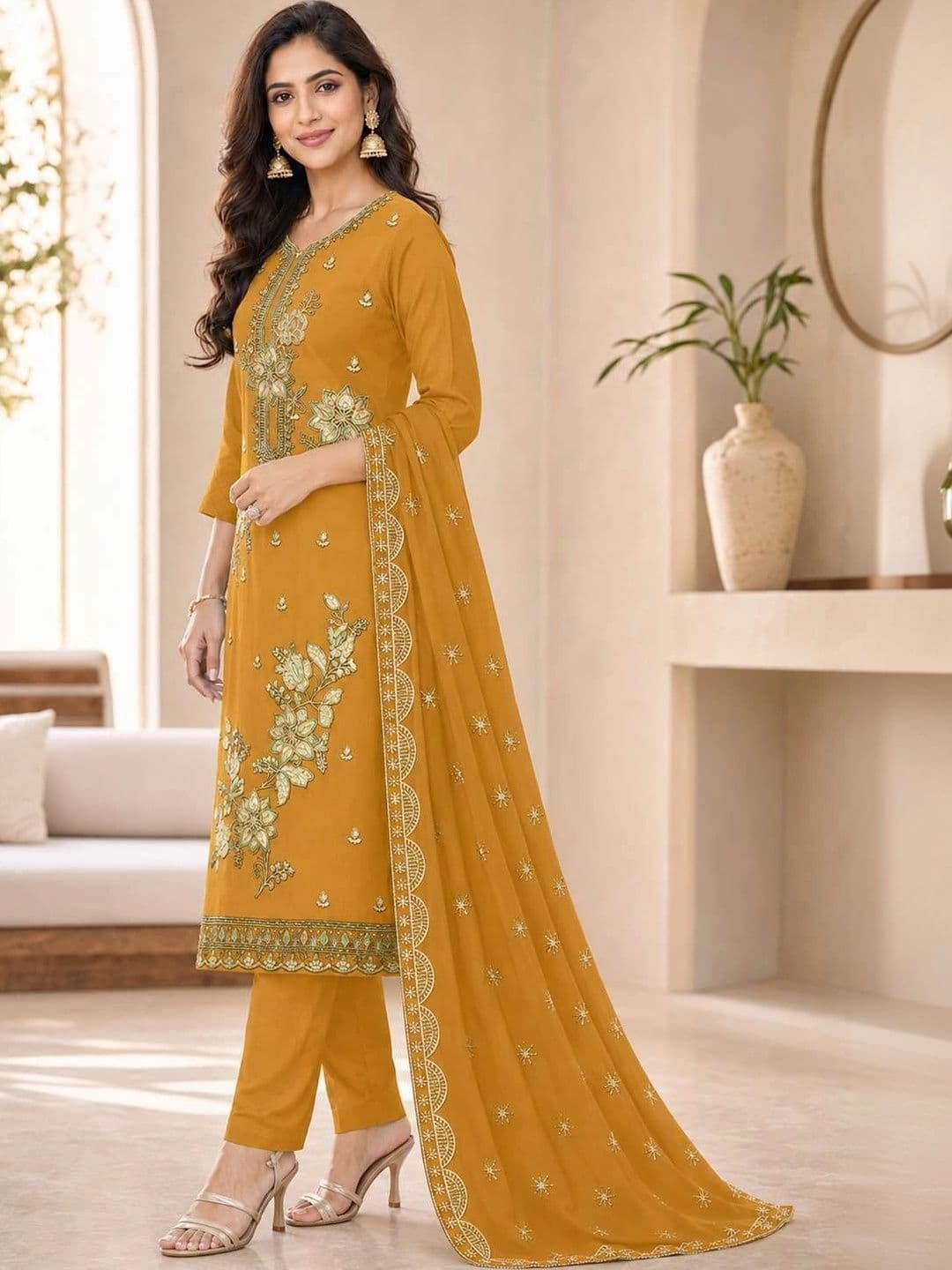 BHAIRAV TEX Embroidered Unstitched Dress Material thumbnail 4