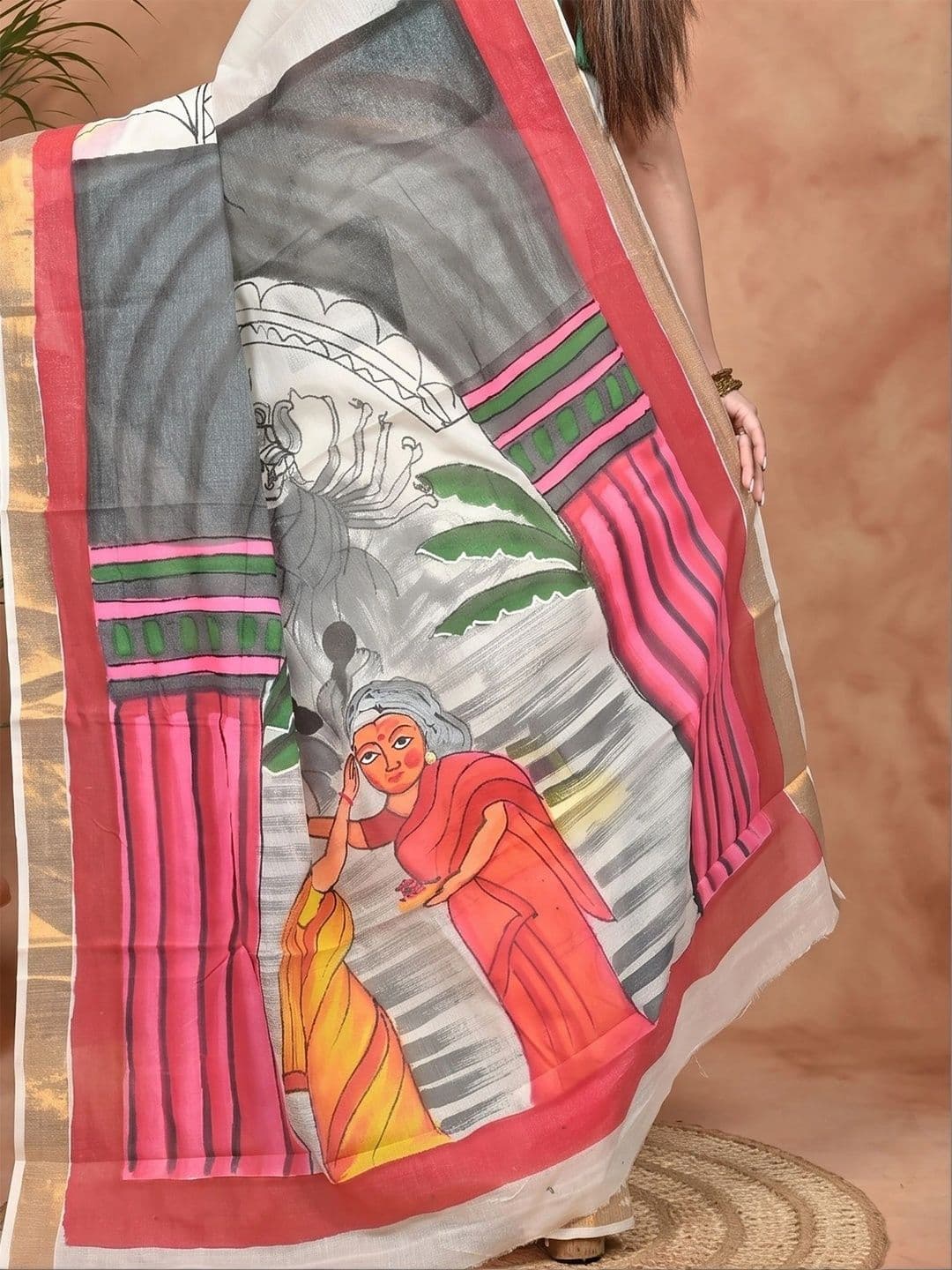 GitAsit Sequinned women Pure Cotton Handloom Taant Saree thumbnail 2