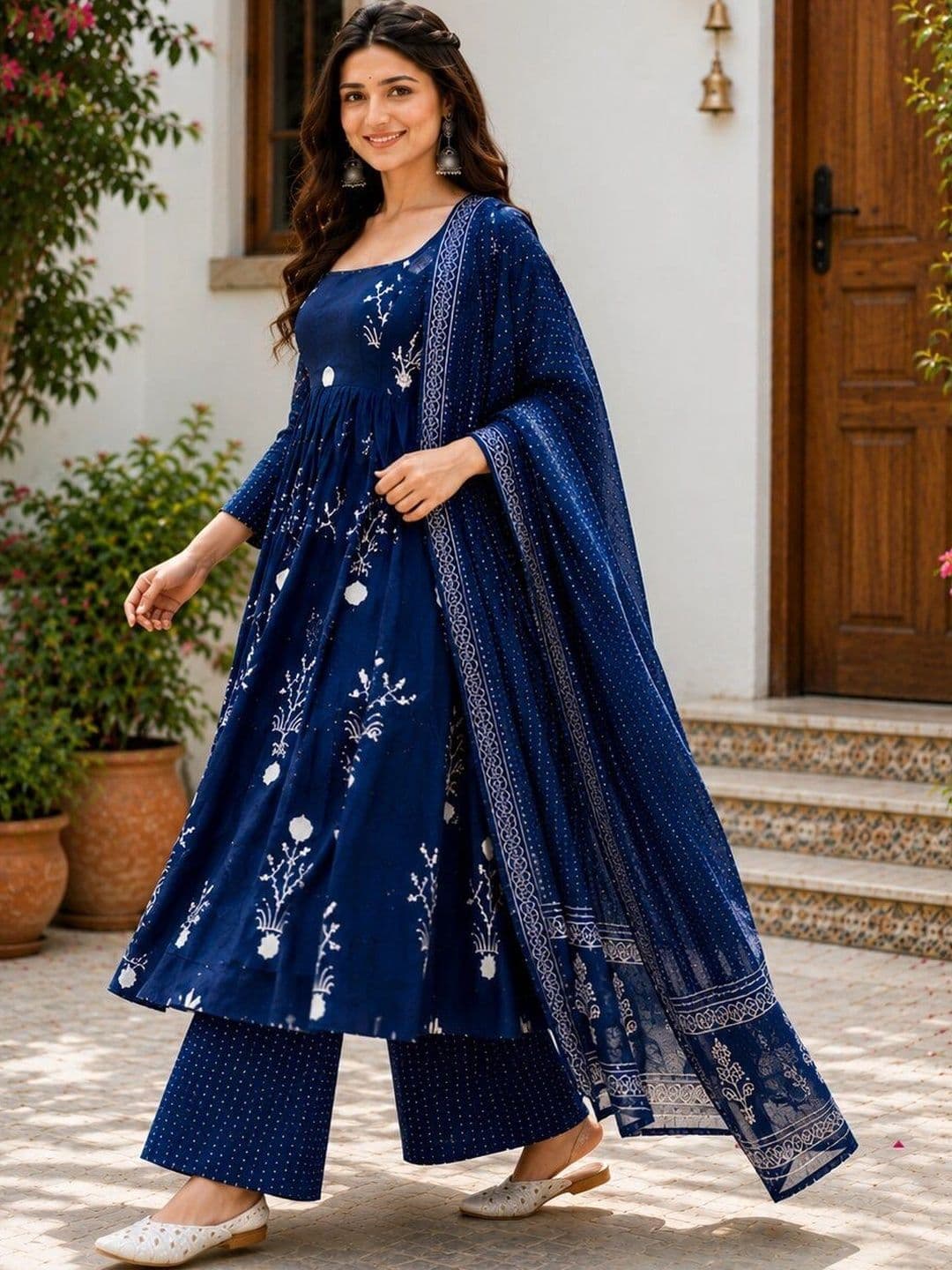 Chhipa Prints Women Ethnic Motifs Printed Empire Kurta with Palazzos & With Dupatta thumbnail 3