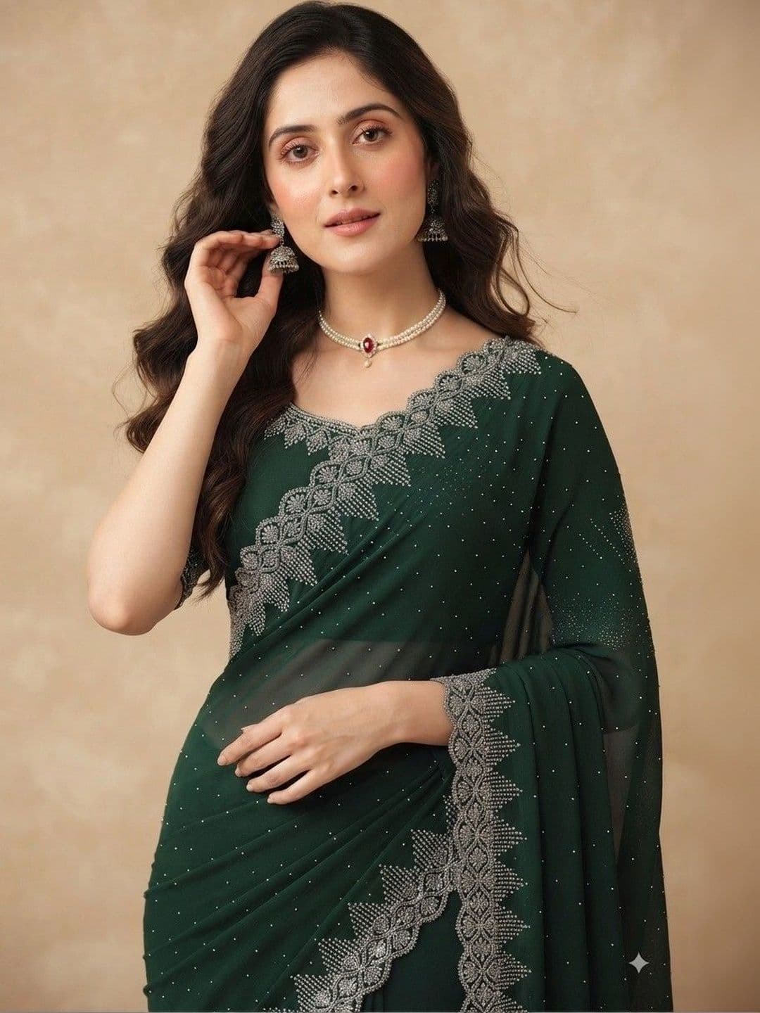 SmileyFashion Pure Georgette Saree thumbnail 2