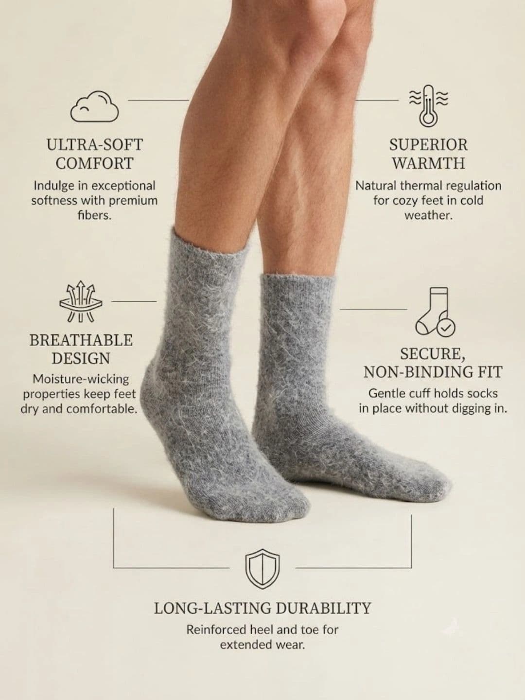 Cdeck Men Woolen Above Ankle Socks thumbnail 2