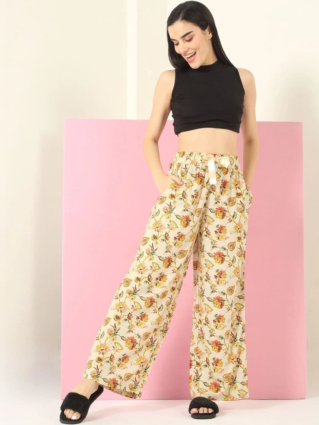 Sweet Dreams Women Floral Printed Knitted Ethnic Palazzos thumbnail 4