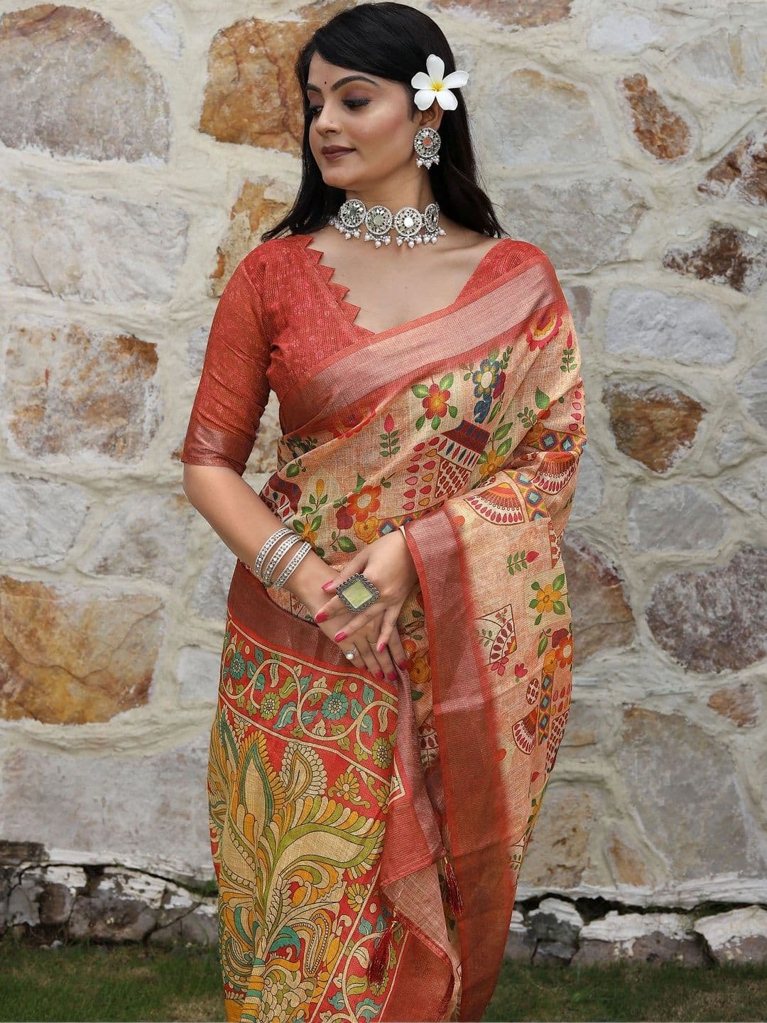 MANVAA Kalamkari Silk Cotton Handloom Saree thumbnail 4