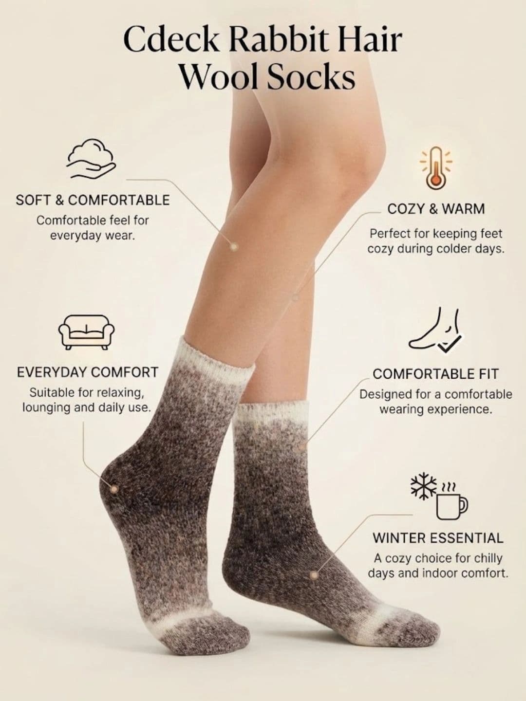 Cdeck Men Woolen Patterned Above Ankle Socks thumbnail 5