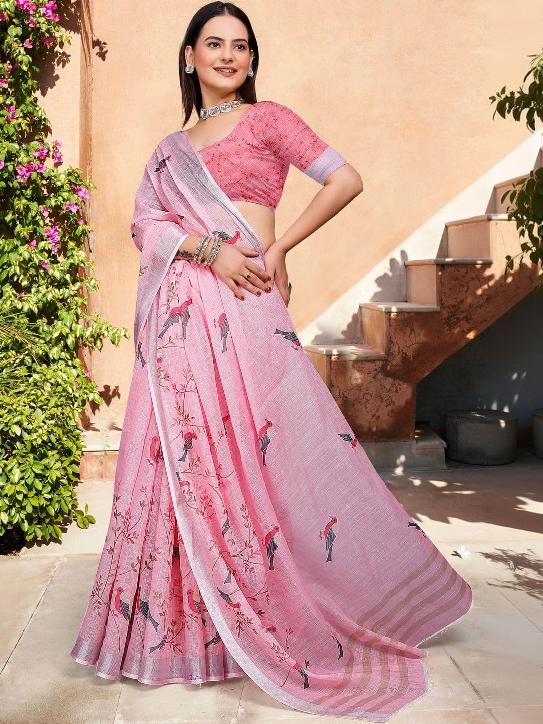 MANVAA Floral Saree thumbnail 5