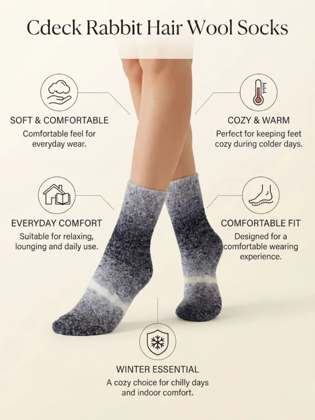 Cdeck Men Woolen Patterned Above Ankle Socks thumbnail 4
