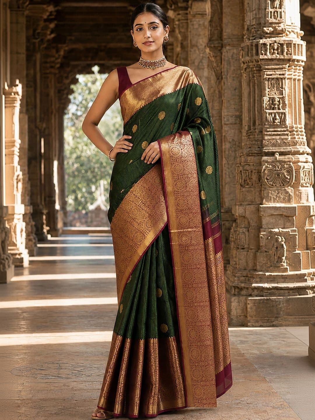 KALINI Woven Design Zari Silk Blend Designer Banarasi Saree thumbnail 2