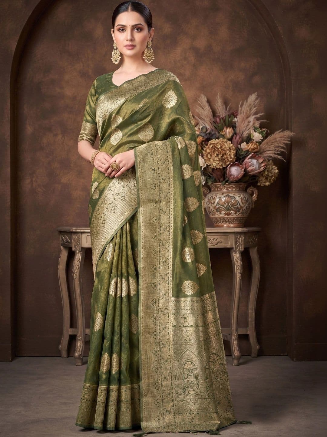 MONJOLIKA FASHION Woven Design Zari Silk Blend Designer Bomkai silk Saree - view 1