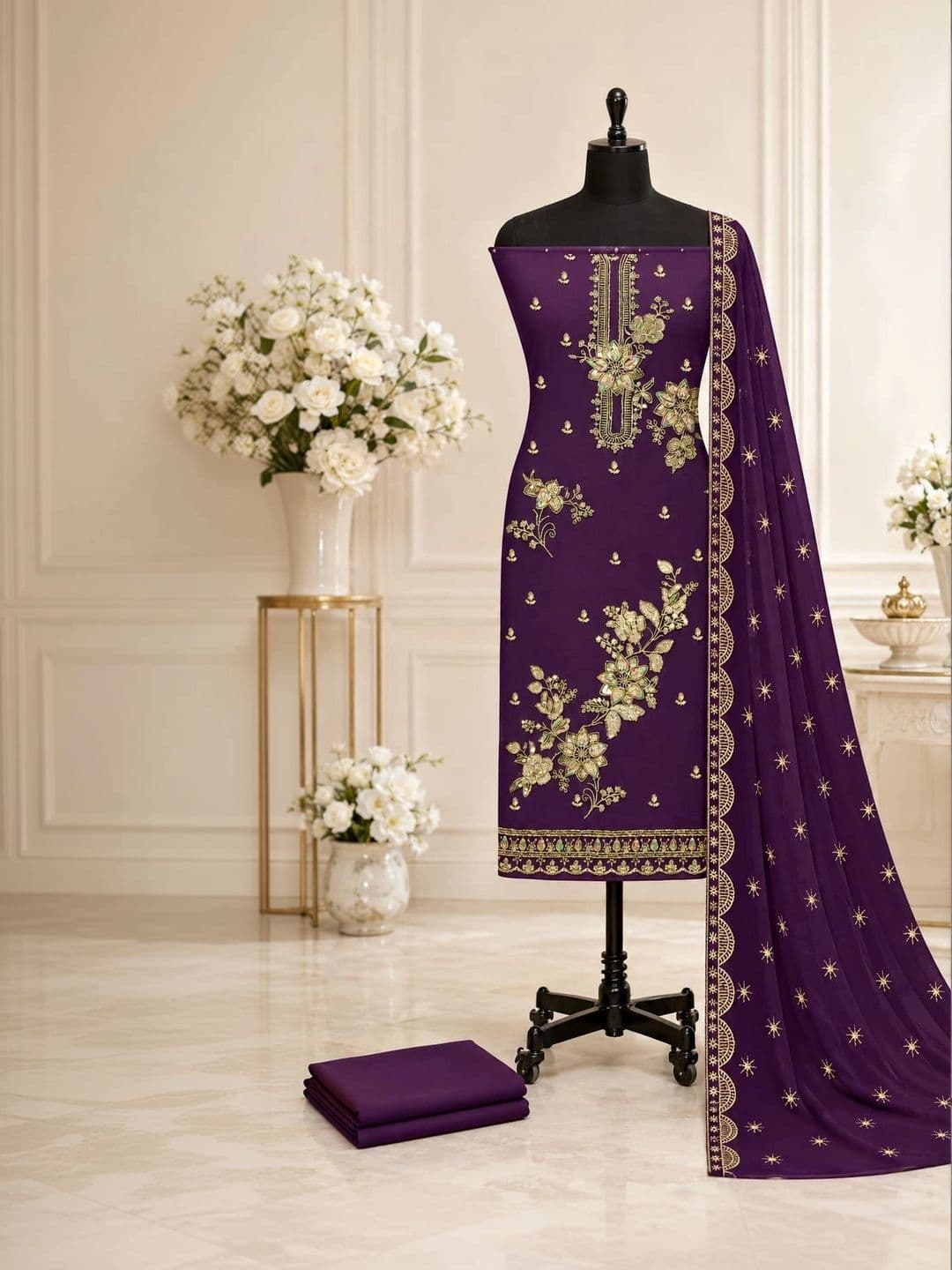 MADHUSUDAN TEX FAB Embroidered Unstitched Dress Material thumbnail 3