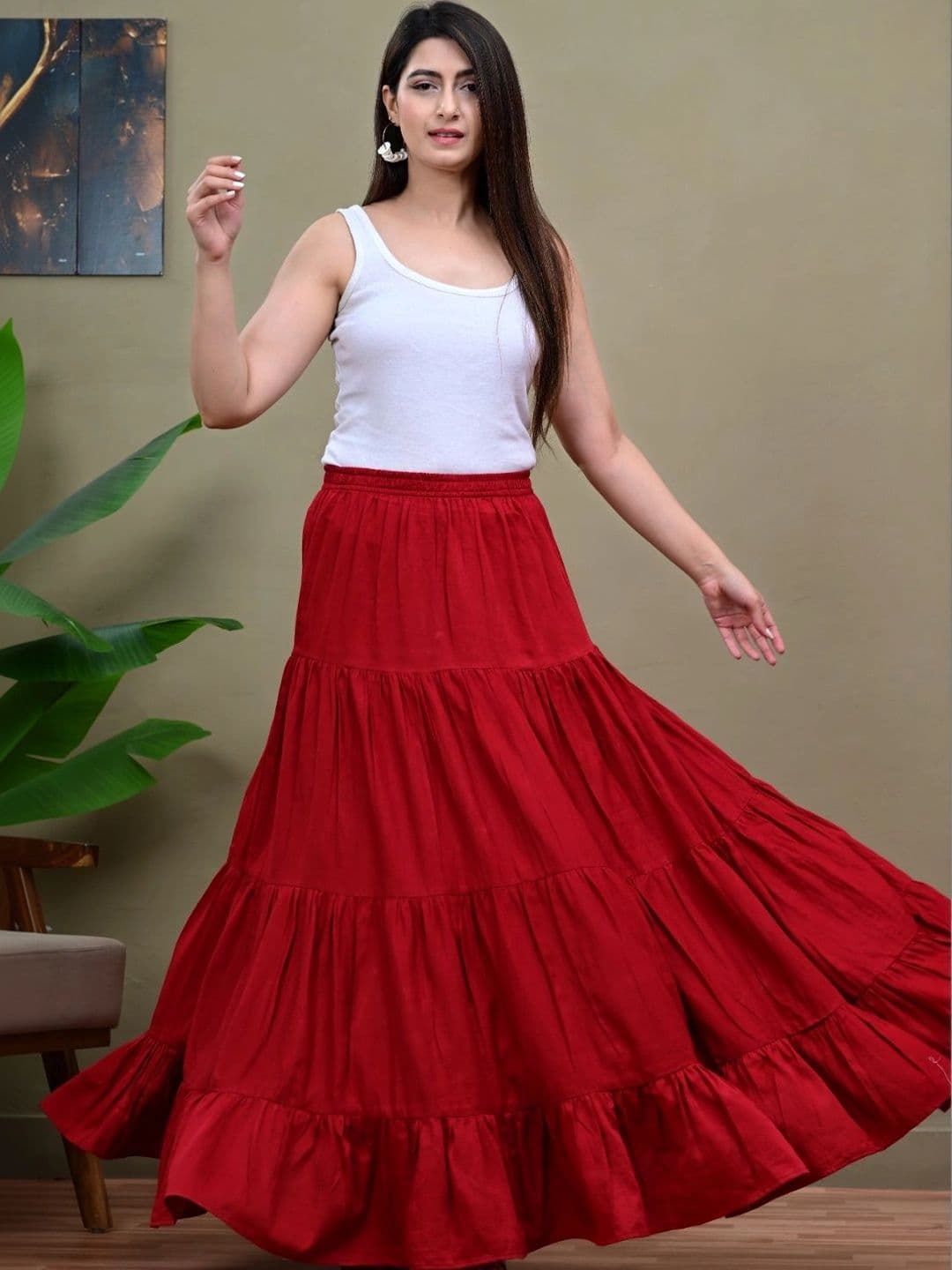 KELWA Women Tiered Maxi Tiered Skirt thumbnail 6