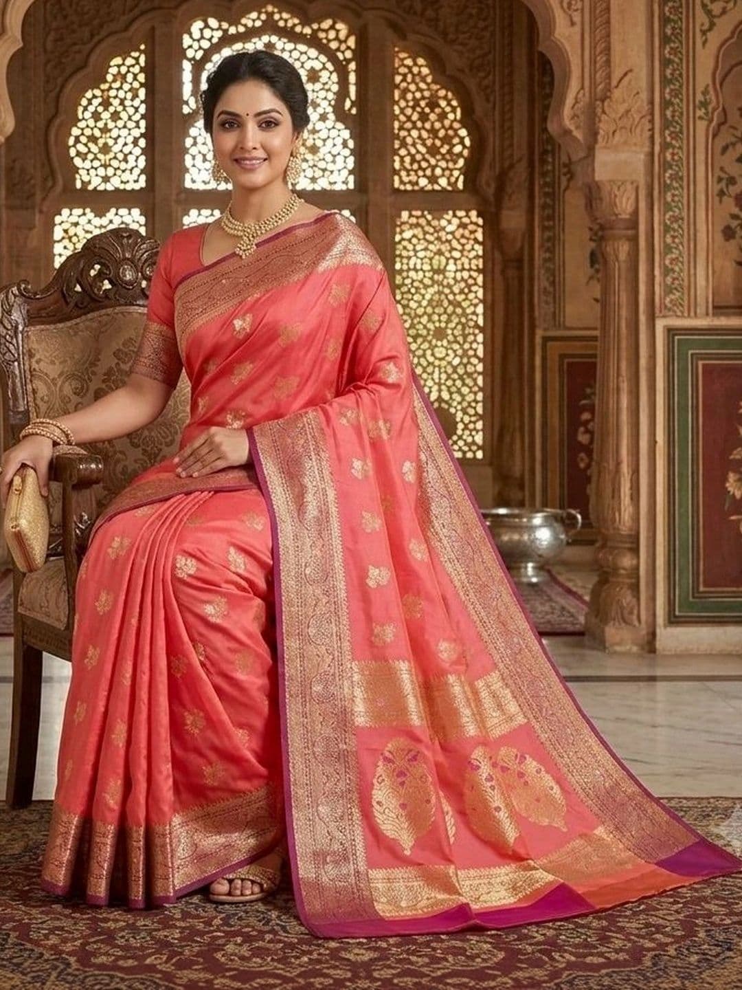 RANGREET Ethnic Motifs Zari Saree thumbnail 4