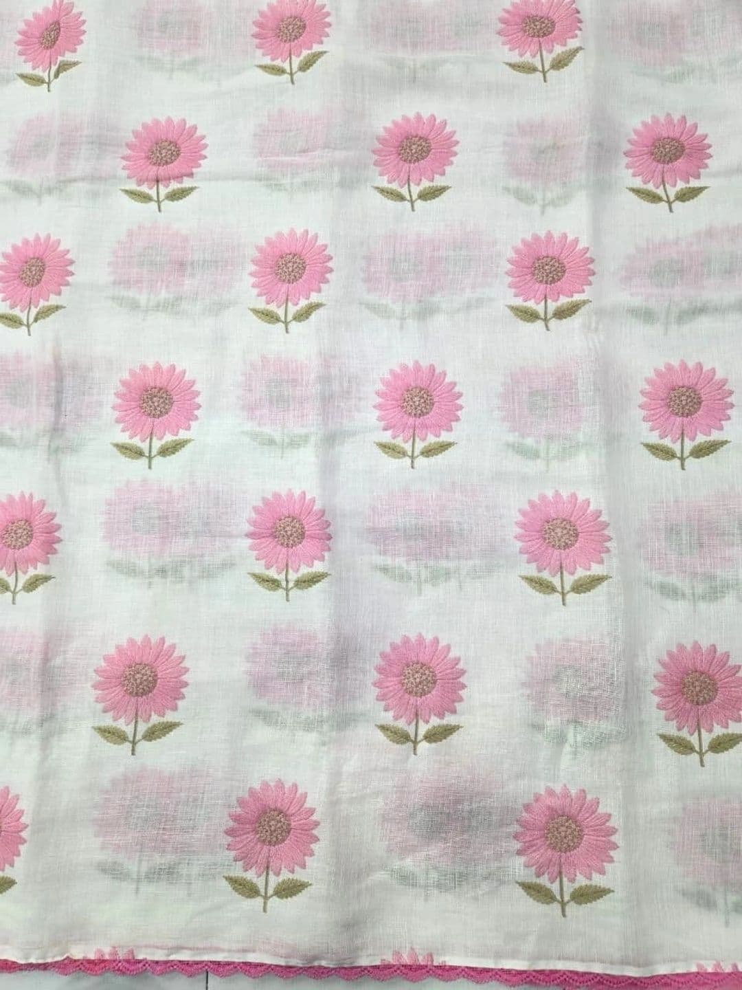 STAVA CREATION Floral Embroidered Pure Linen Designer Saree thumbnail 3