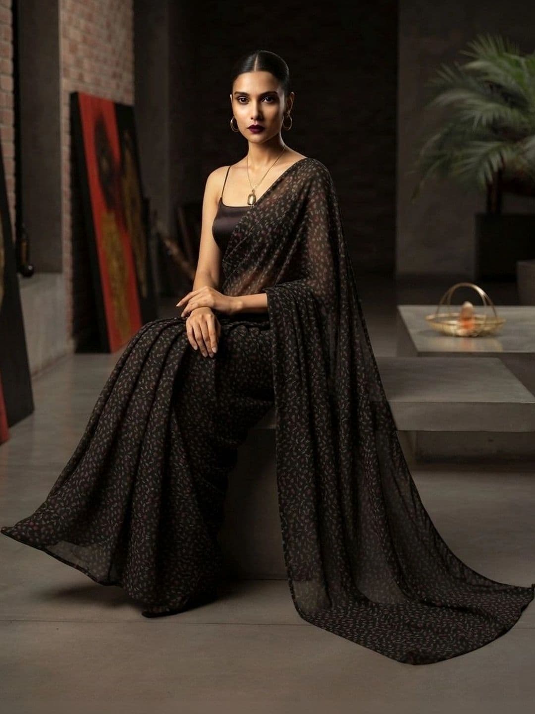 RegalDrapes Poly Georgette Saree thumbnail 2