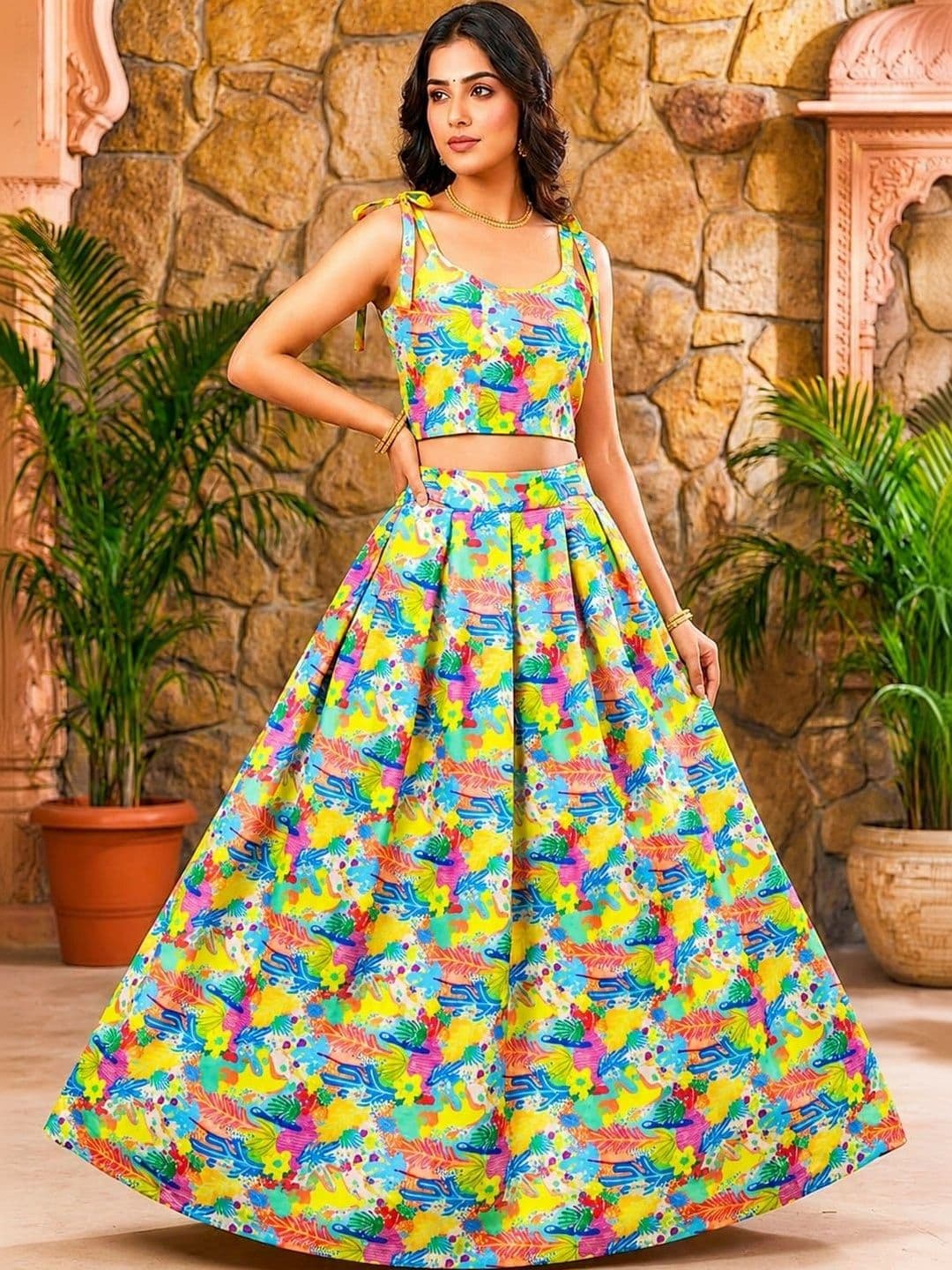 JK STORES Printed Floral Lehenga Set - view 1