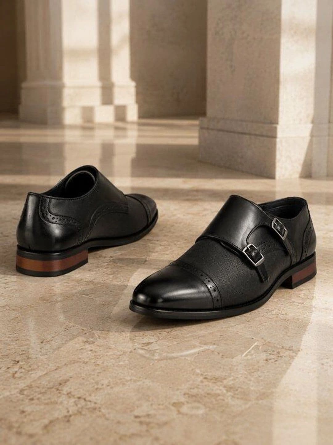 House of Pataudi Men Textured Formal Monk Shoes - view 1