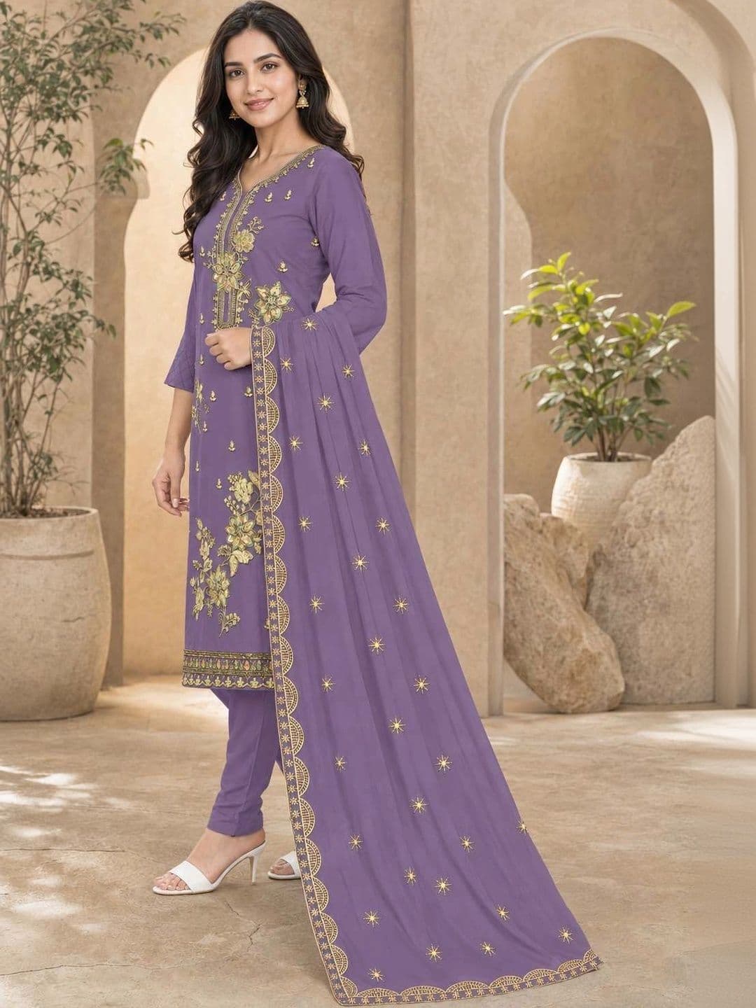 BHAIRAV TEX Embroidered Unstitched Dress Material thumbnail 3