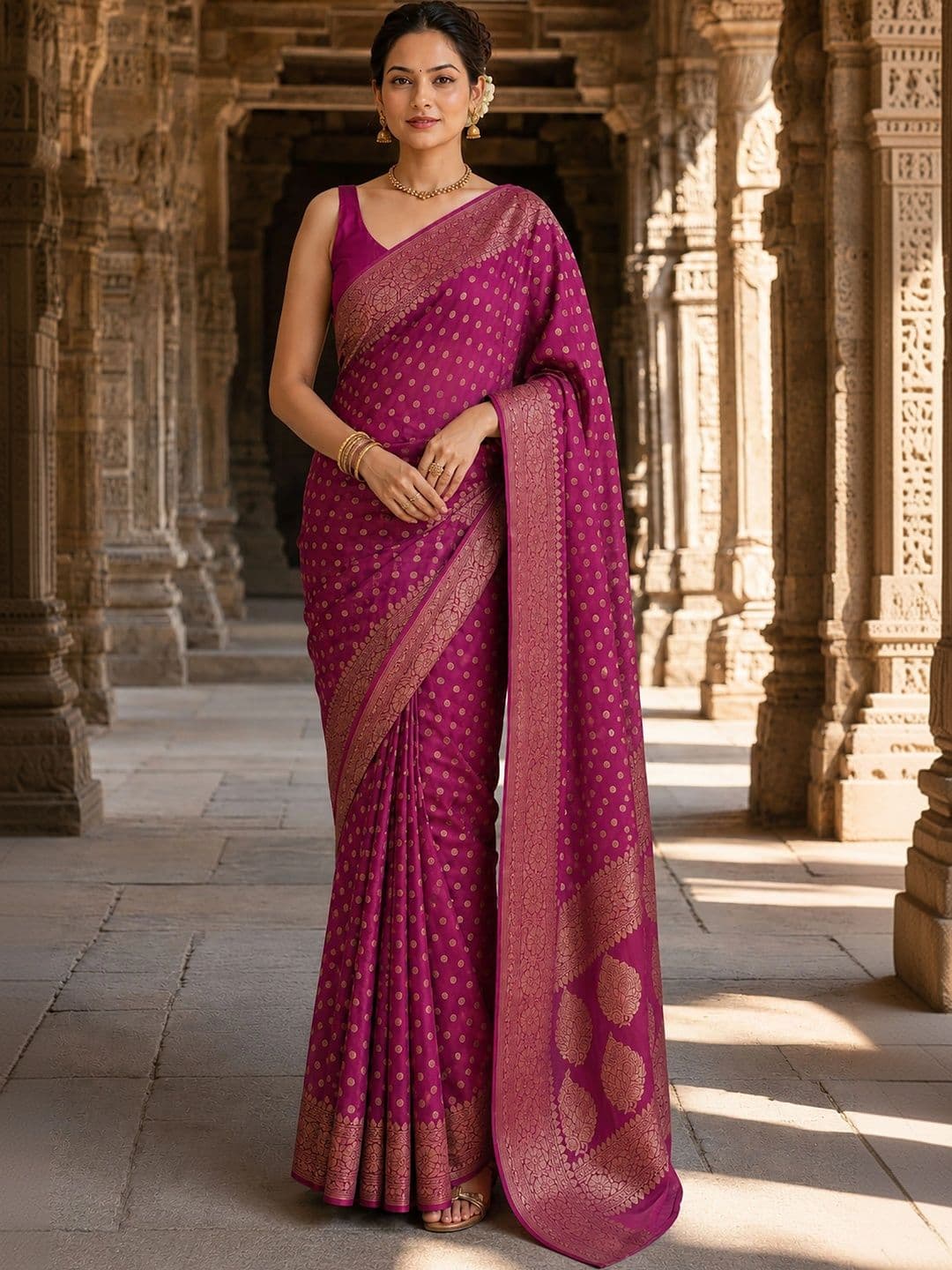 KALINI Woven Design Silk Blend Designer Banarasi Saree thumbnail 6