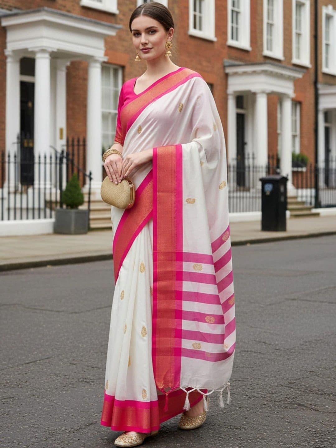 Sangria Women Cotton Woven Design Kanjeevaram Saree - view 1