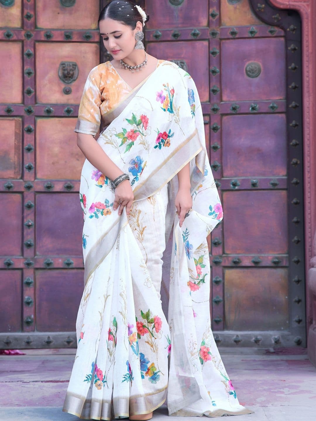 MANVAA Floral Saree - view 1
