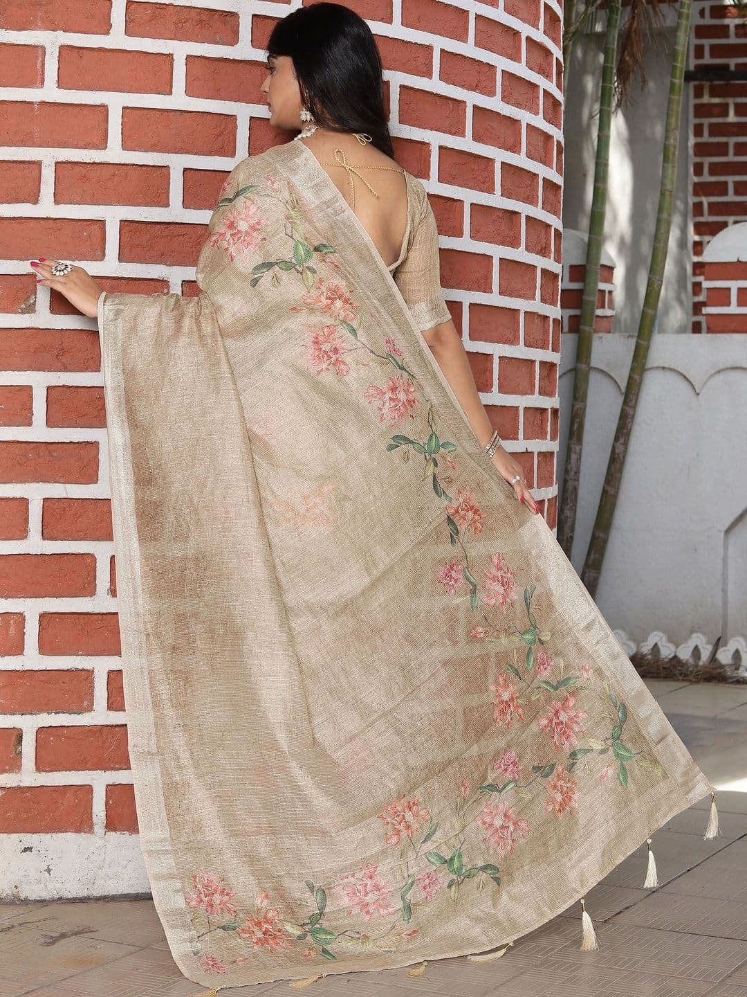 HERE&NOW Floral Silk Cotton Handloom Saree thumbnail 3