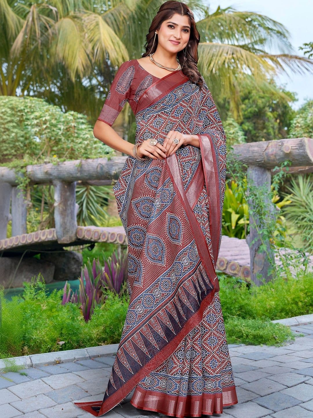 HERE&NOW Bandhani Saree thumbnail 7