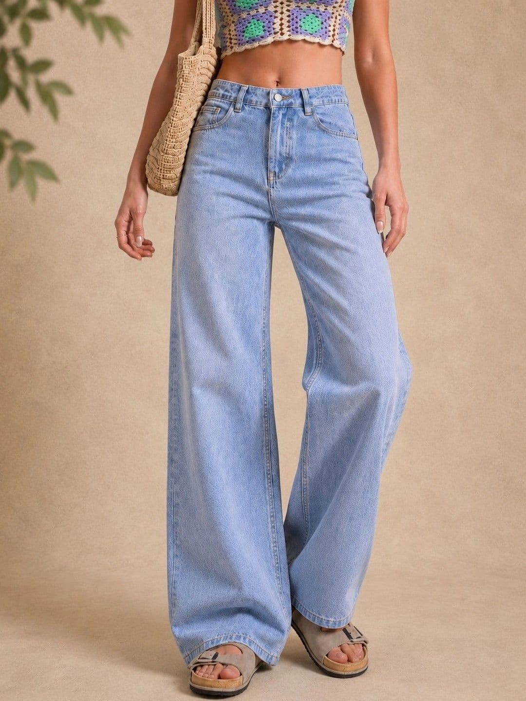 DressBerry Women Comfort Wide Leg High-Rise Light Fade Stretchable Jeans - view 1
