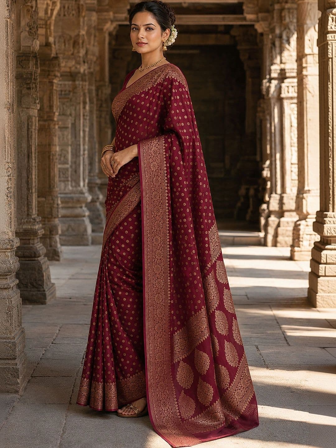 KALINI Woven Design Zari Silk Blend Designer Banarasi Saree thumbnail 5