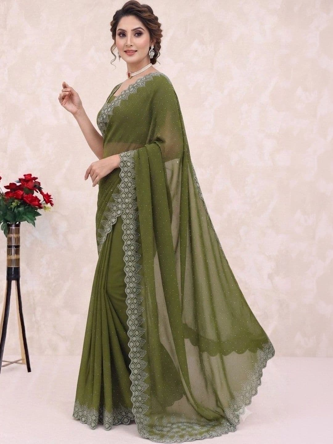 SmileyFashion Pure Georgette Saree thumbnail 6