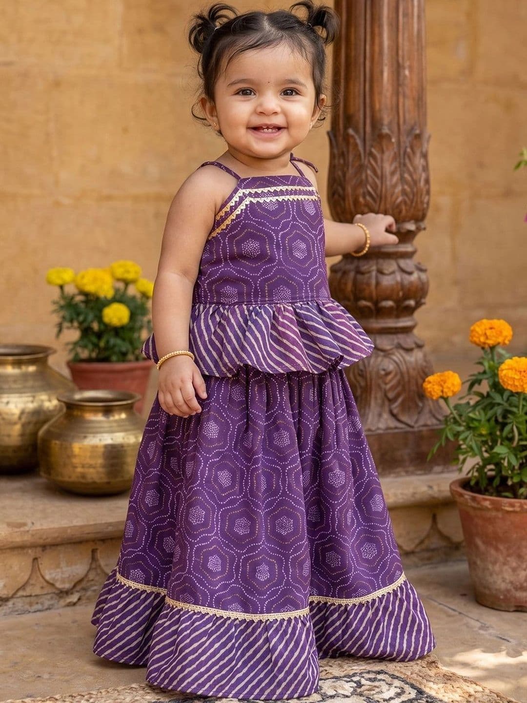 Sangria Girls Printed Ready to Wear Lehenga & - view 1