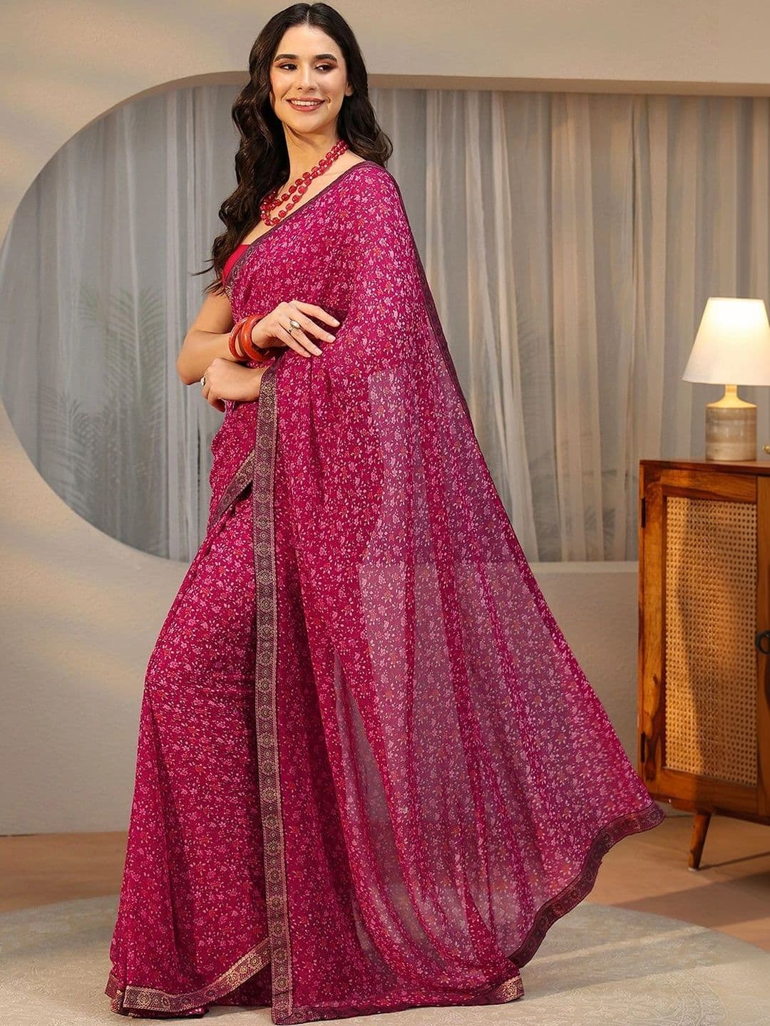Libas Floral Gotta Patti Pure Georgette Saree thumbnail 4