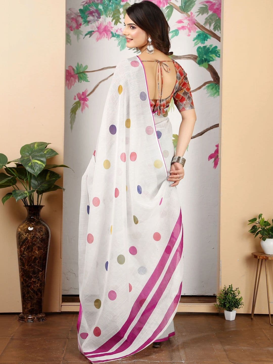 HERE&NOW Polka Dot Fusion Saree thumbnail 2