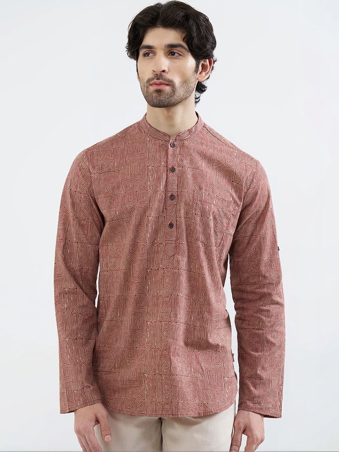 indus route by Pantaloons Men Geometric Printed Kurta thumbnail 6