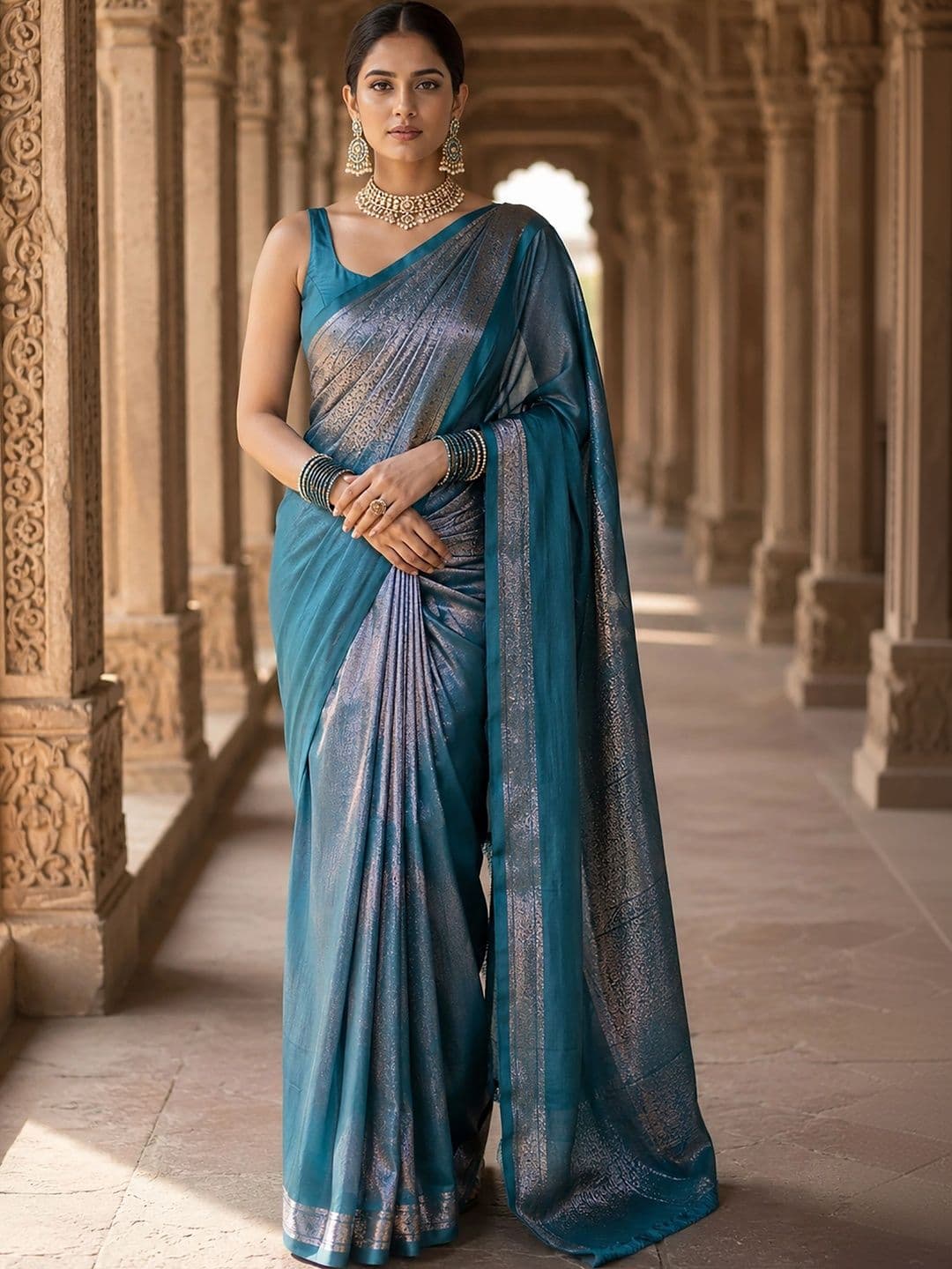 KALINI Woven Design Zari Silk Blend Designer Banarasi Saree - view 1