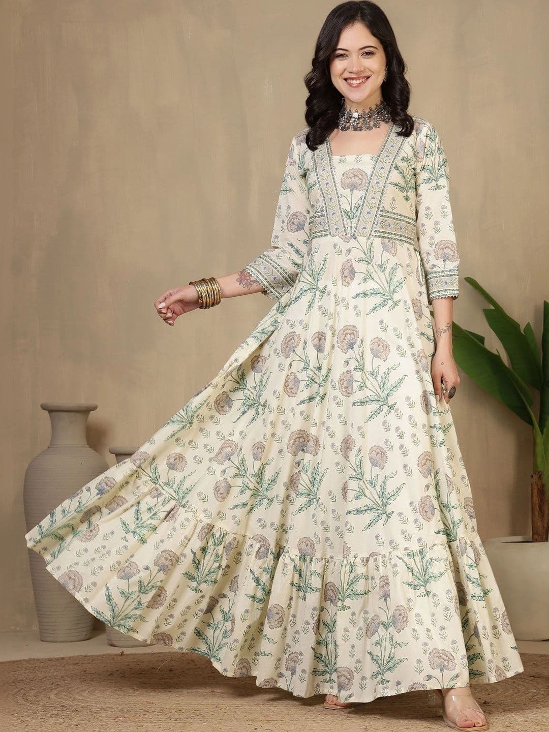 Sangria Women Floral Printed Floral Anarkali Kurta - view 1