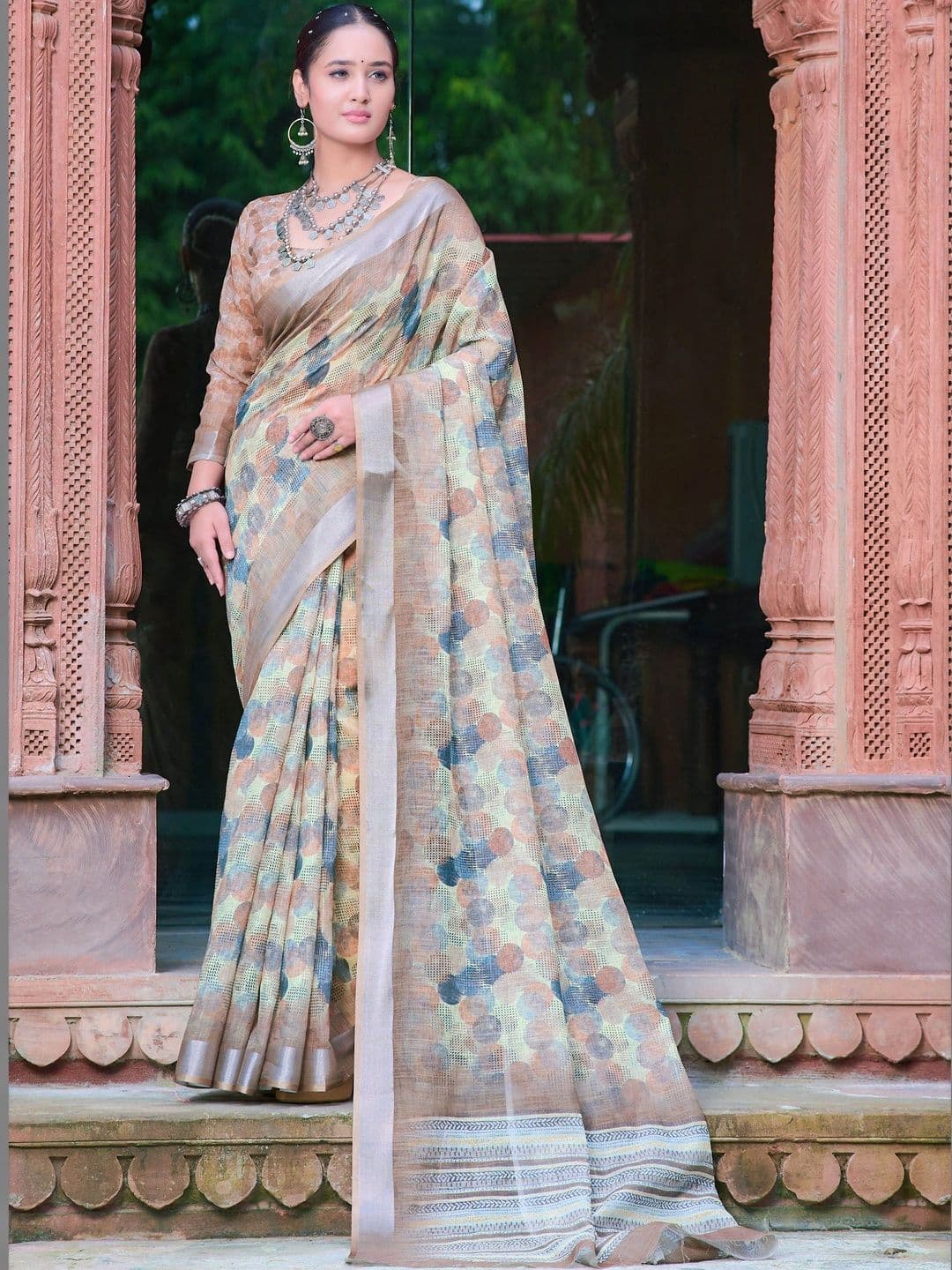 HERE&NOW Women Woven Design Cotton Printed Saree - view 1