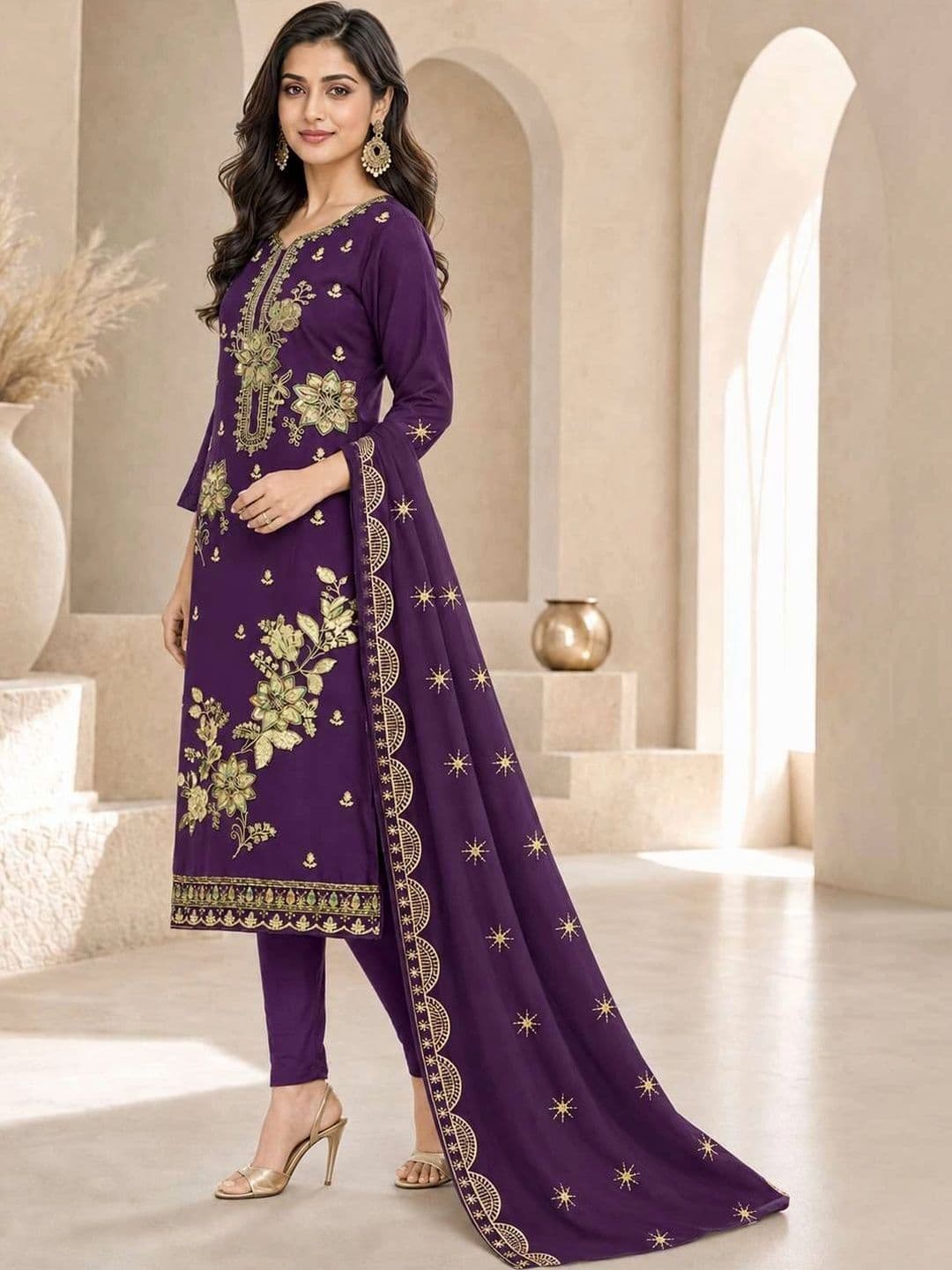 MADHUSUDAN TEX FAB Embroidered Unstitched Dress Material thumbnail 5