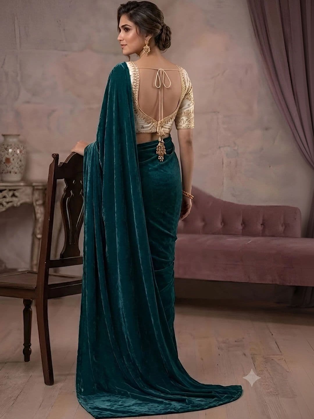 VRAGI Embroidered Saree thumbnail 4
