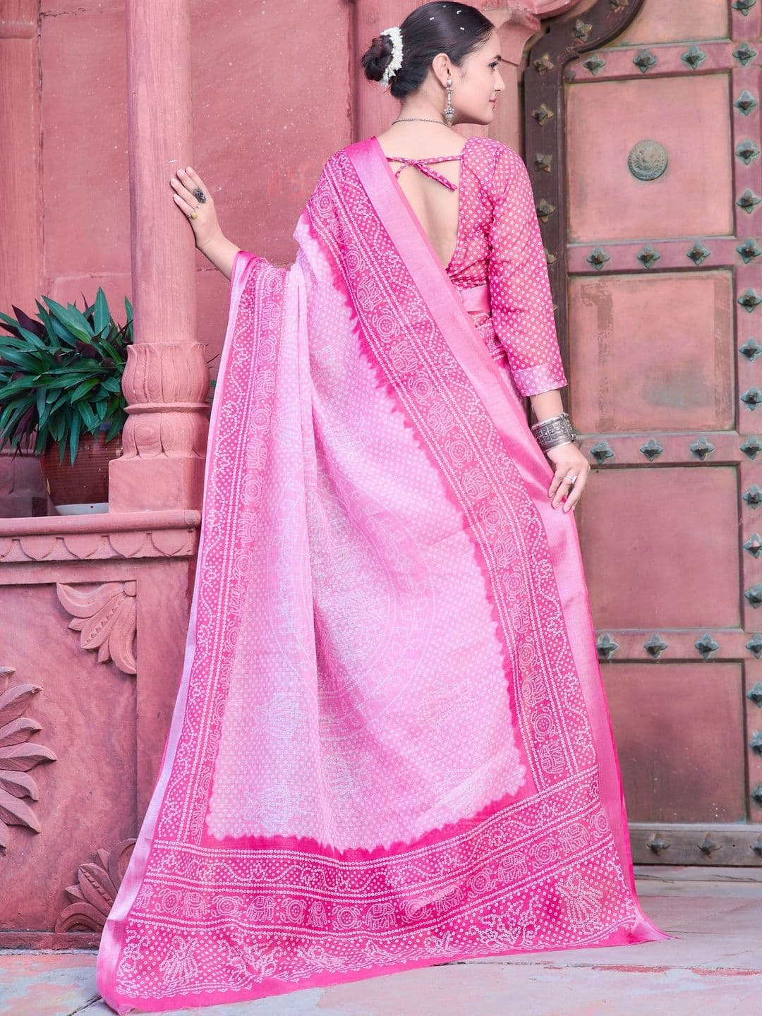 HERE&NOW Bandhani Saree thumbnail 6