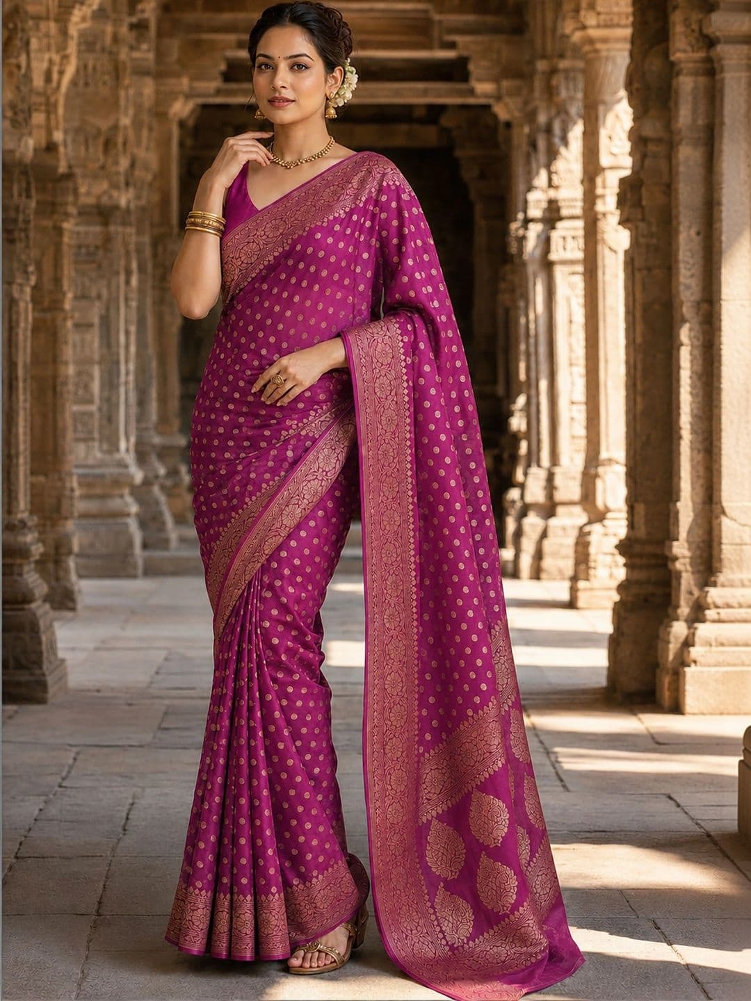 KALINI Woven Design Silk Blend Designer Banarasi Saree - view 1