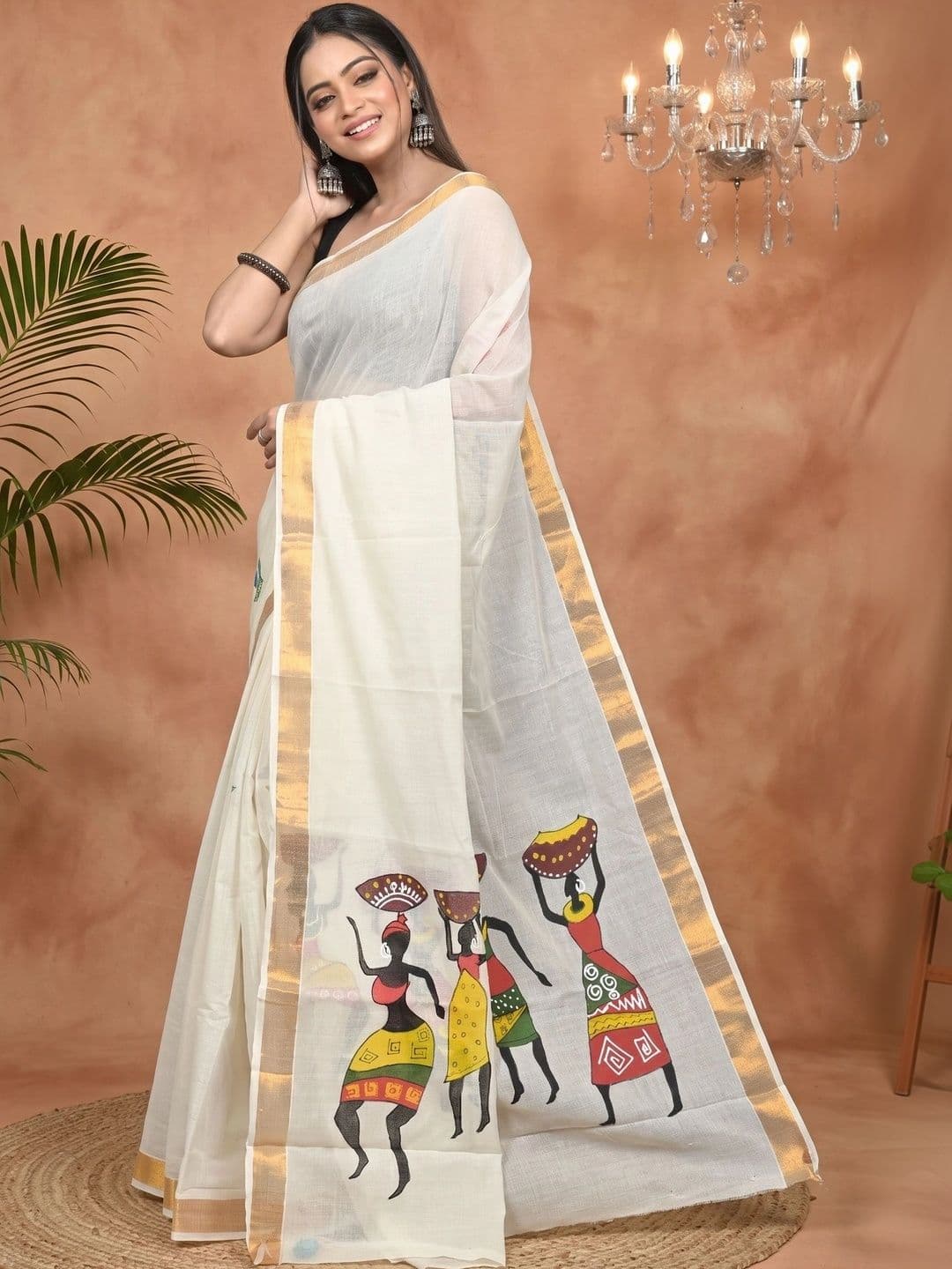 GitAsit  Women Ethnic Motifs Sequinned Pure Cotton Handloom Taant Saree thumbnail 4