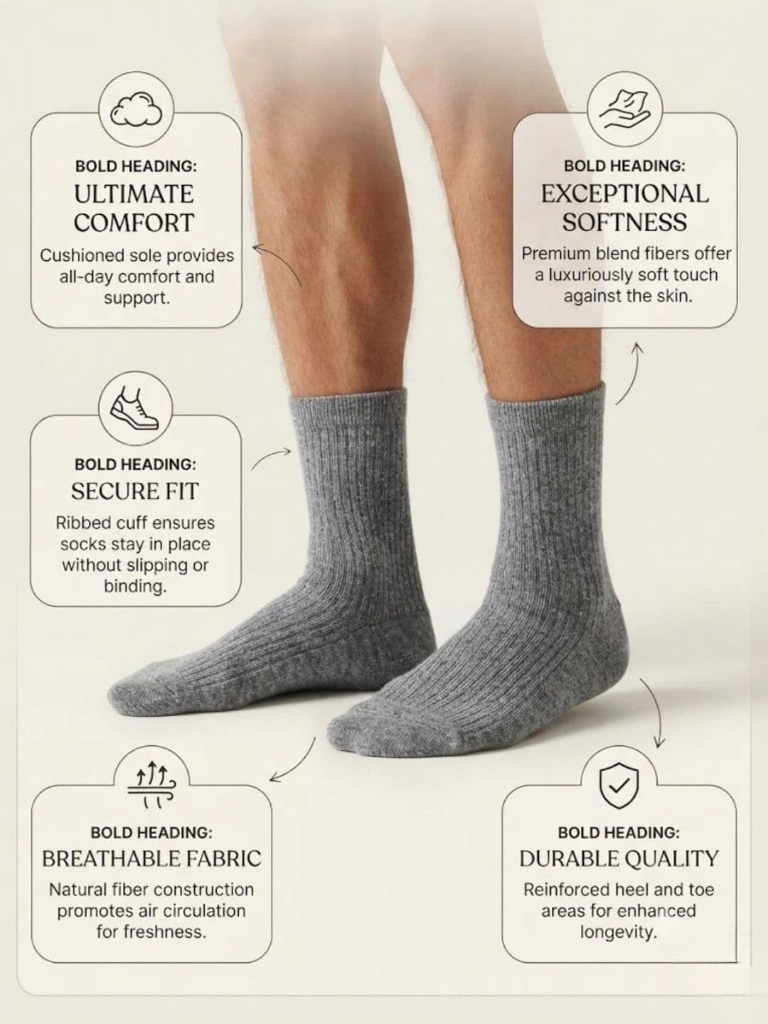 Cdeck Men Woolen Calf Length Socks thumbnail 2