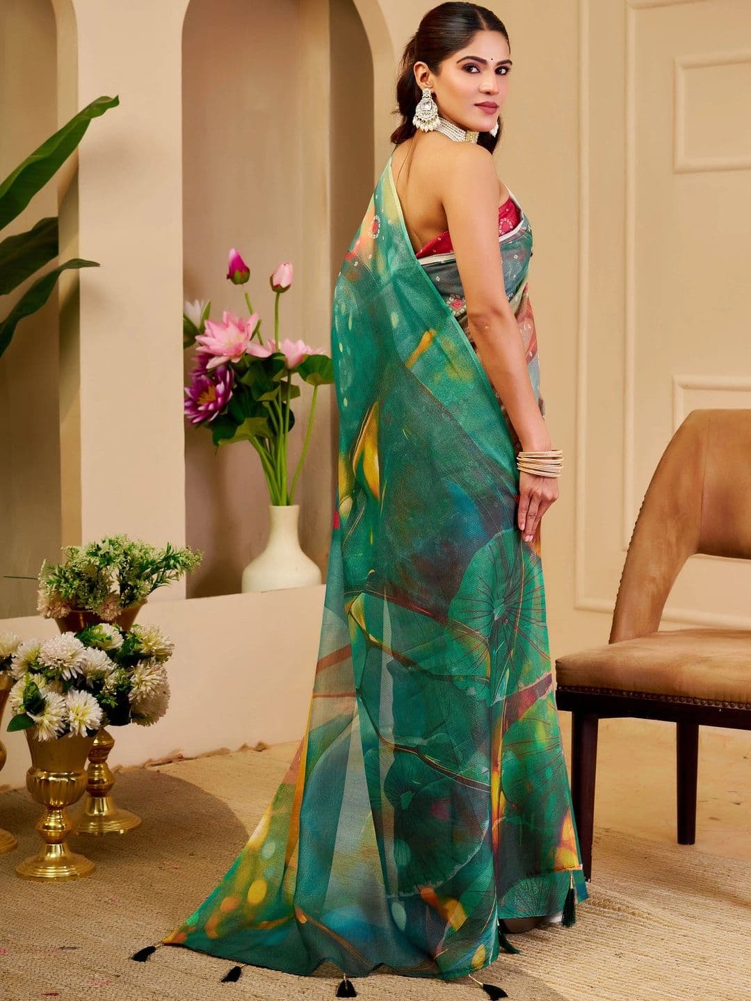 HERE&NOW Women  Silk Cotton Handloom Saree thumbnail 6