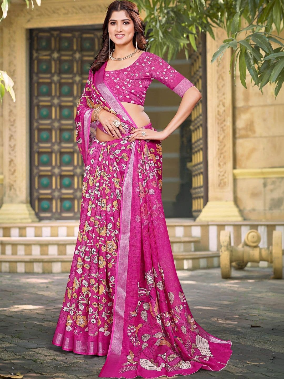 Maroosh Floral Saree thumbnail 5