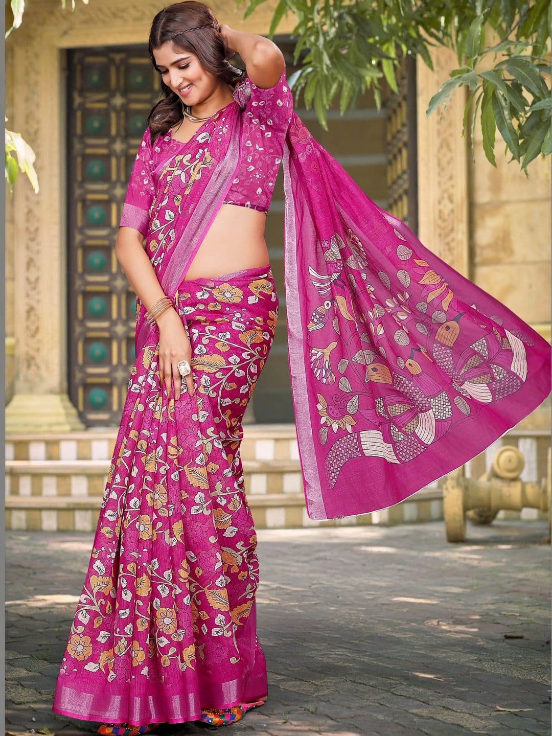Maroosh Floral Saree thumbnail 3