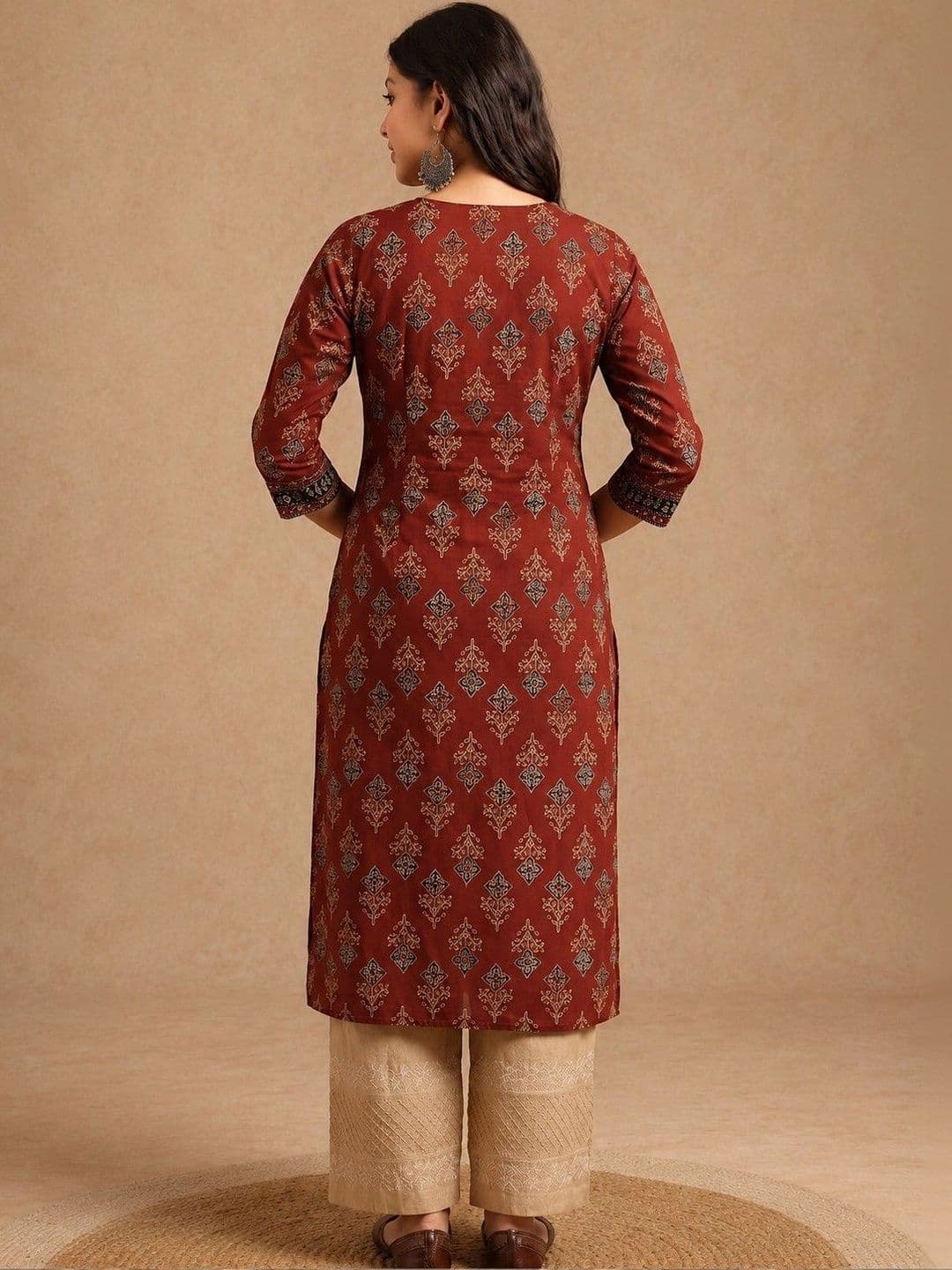 Sangria Women Ethnic Motifs Printed Sequinned Indie Prints Kurta thumbnail 4