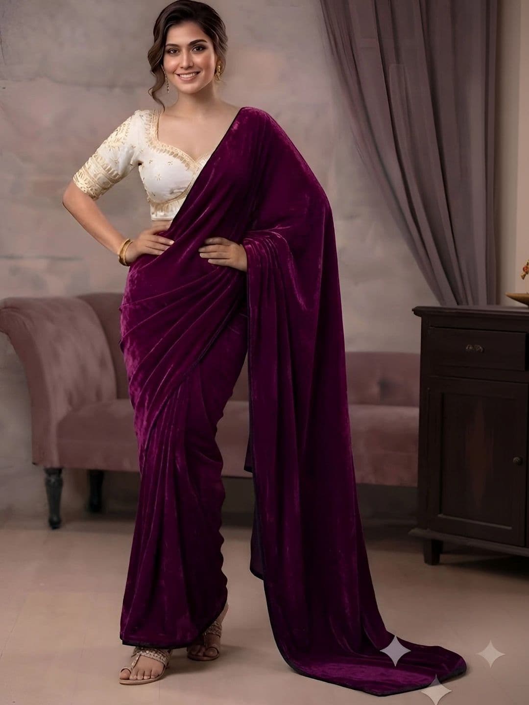 VRAGI Embroidered Saree thumbnail 3
